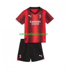 Camisolas de futebol AC Milan Criança Equipamento Principal 2023/24 Manga Curta